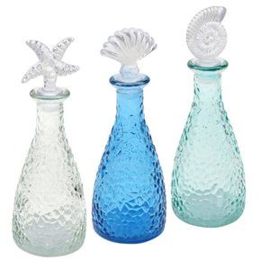 Pebble Textured Seaside Glass Decor Bottle On Sale